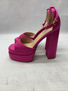 Vivianly Women Platform Ankle Strap Open Toe Chunky Block High Heels Rose Red 8