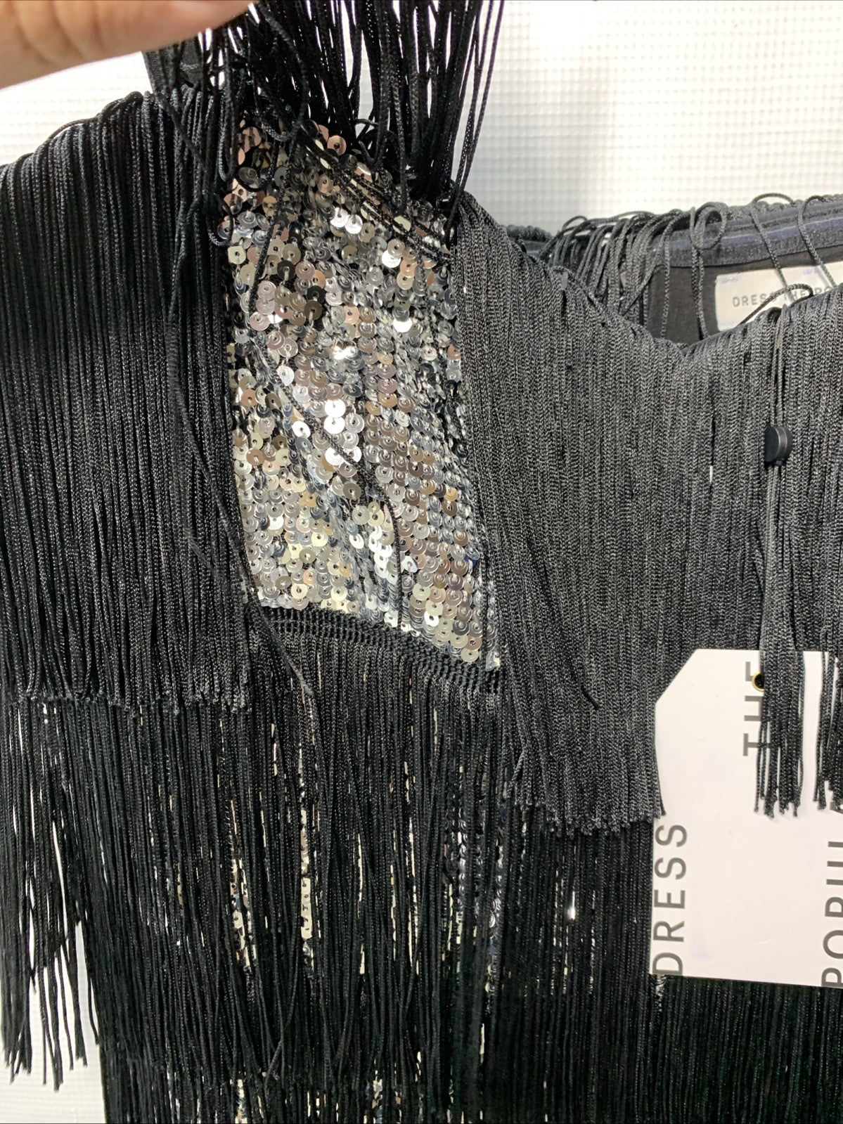 Dress the Population Black/Sliver Sequin Fringe Party Flapper 20s Dress Size XXL