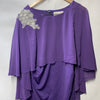 Hanna Nikole Women's Plus Size Wedding Guest  Dress with Cape Purple Size 18W