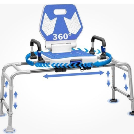 Sliding Shower Chair Swivel Tub Transfer Bench with Backrest and 400lbs Capacity