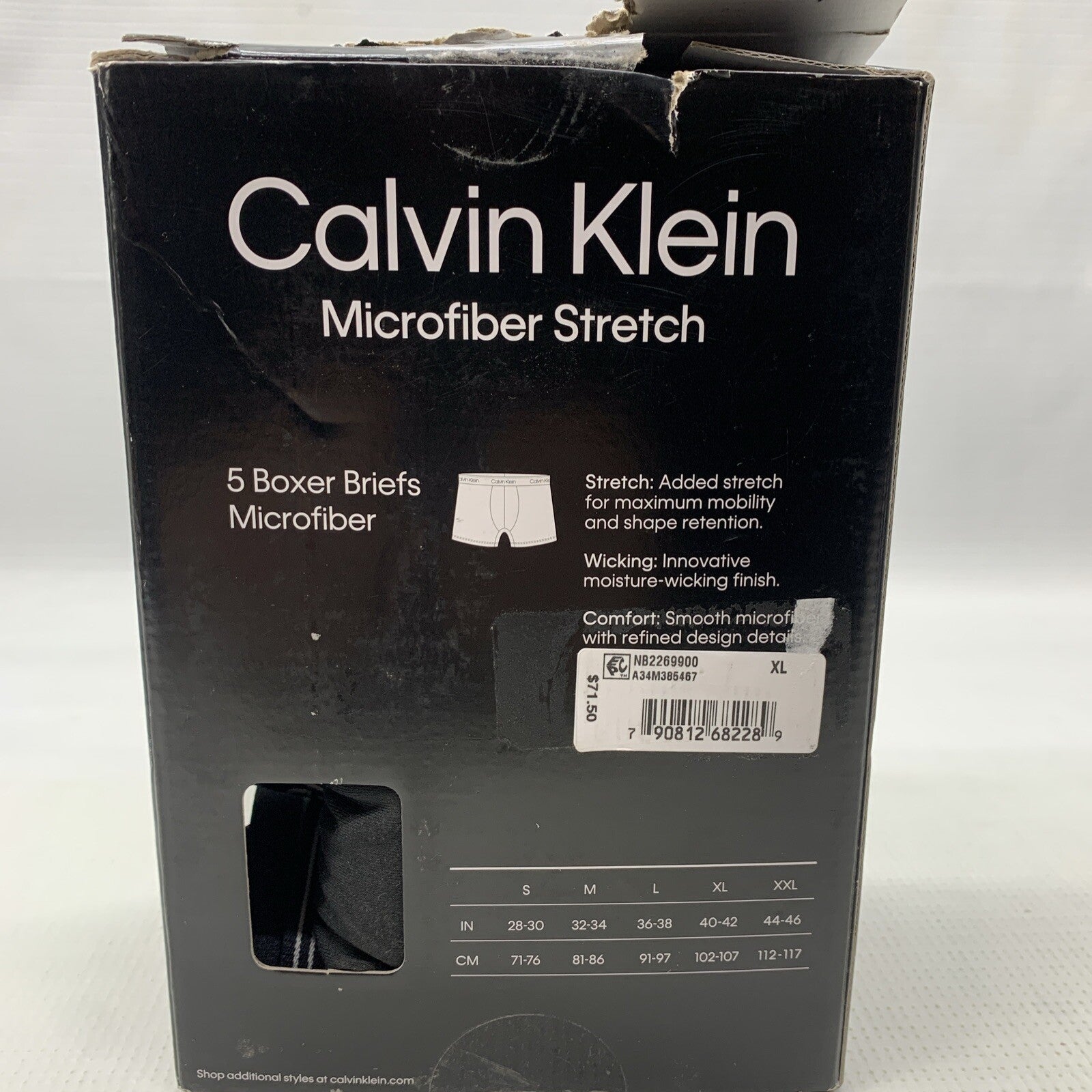 Calvin Klein Mens Microfiber Stretch Tagless Boxer Brief NB2269 Size XL - Pack 5