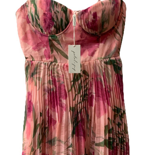 Petal And Pup Women's Achani Floral Print Pleated Mini Dress Sleeveless Size S