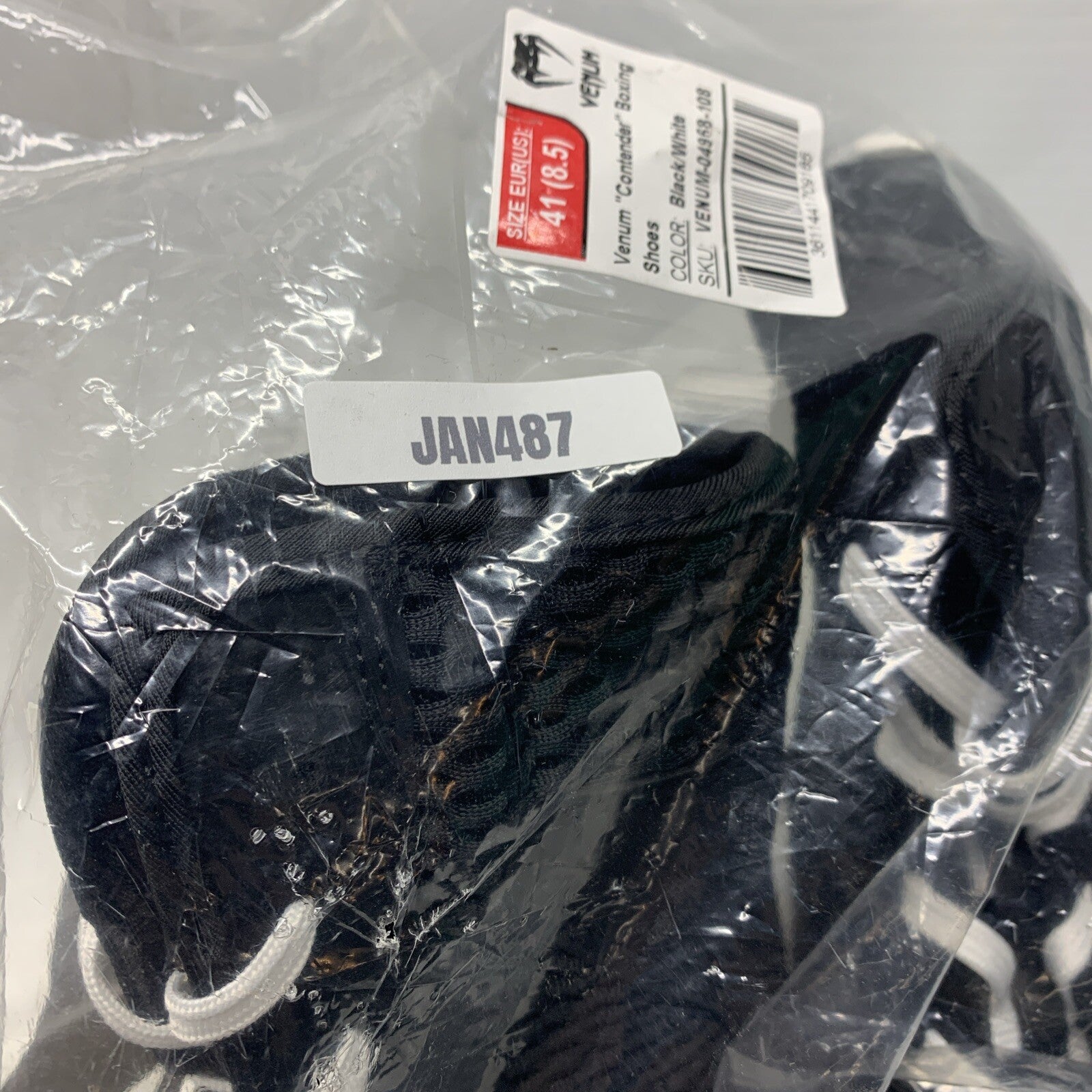 Venum Contender Mens 8.5 High Top Boxing/MMA Shoes Black/White Mid-cut Lace-up