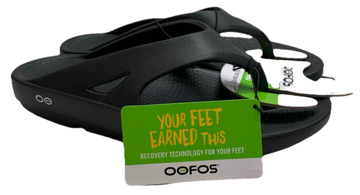 OOFOS OOmega Women's Thong Sandal Black 100% Original Size 11 Slip-on Footwear