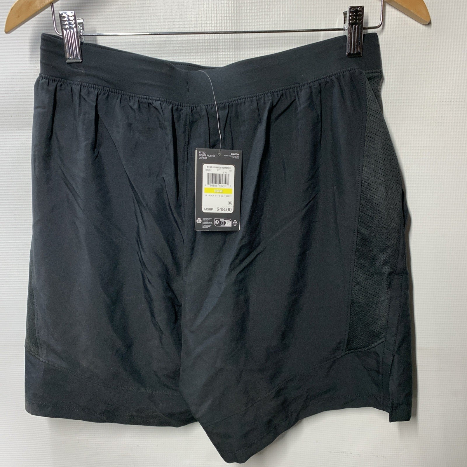 Under Armour Launch Men's Fitted Running Short Black Drawstring Size M 7