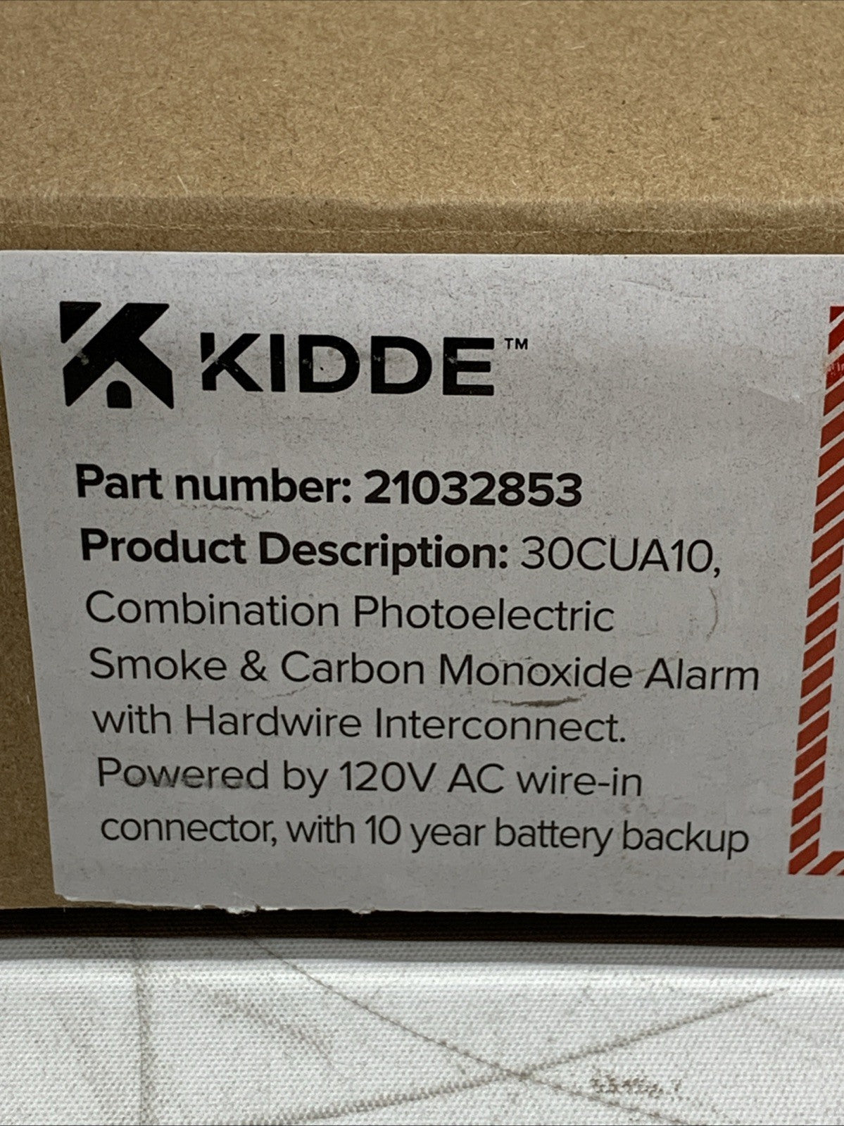 Kidde 30CUA10 21032853 Detect Smoke & Carbon Monoxide Alarm Detector Hardwired