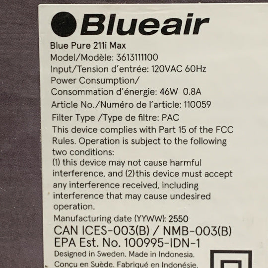 BLUEAIR Air Purifiers for Large Rooms Cleans 3,048 Sqft In One Hour, HEPA Silent