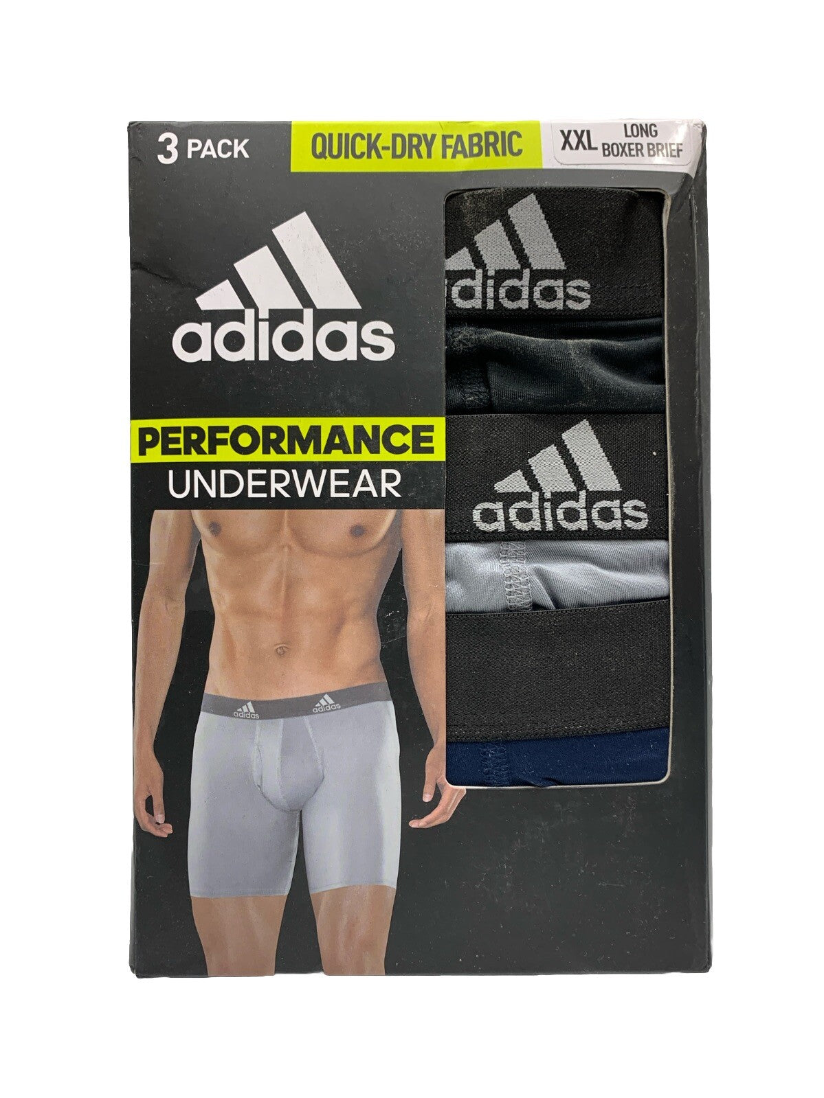 adidas Men's Performance Long Boxer Brief Underwear Size XXL 3 Pack Underwear