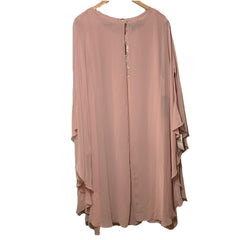 SLNY Women's Cocktail Dress Size 24W Pink Beaded Chiffon Shift with Capelet