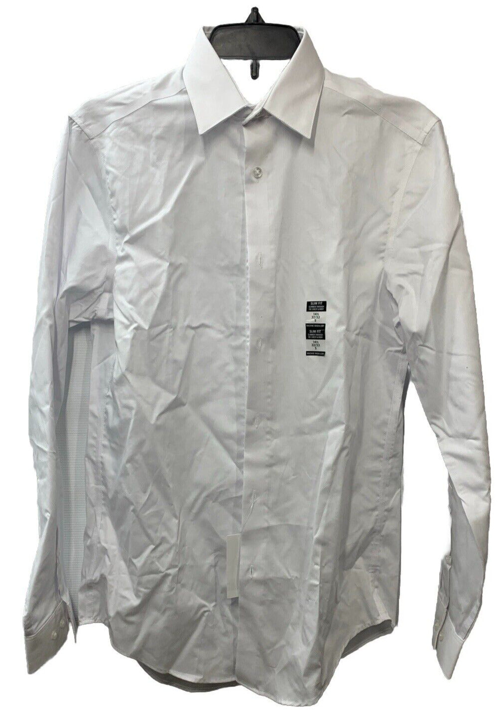 Calvin Klein Men Slim-Fit White Herringbone Non-Iron Dress Shirt Size 14.5 32/33