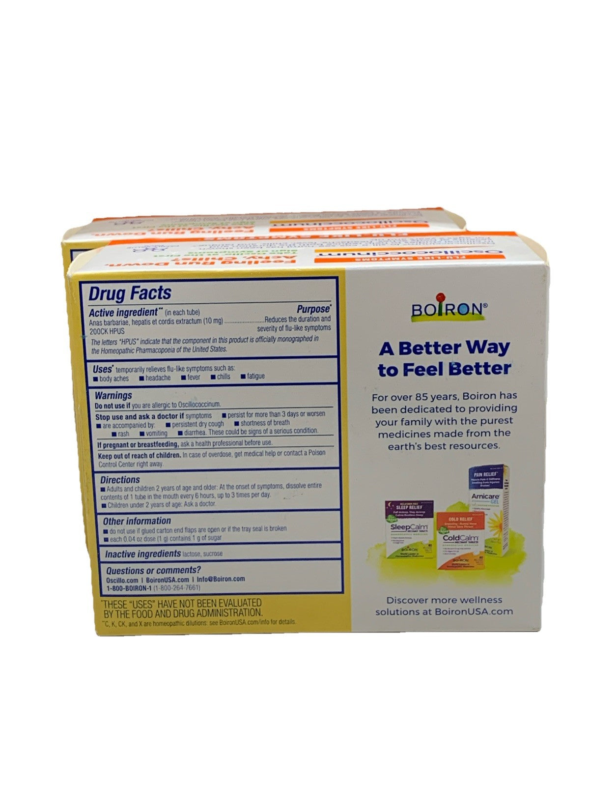 Boiron Oscillococcinum Homeopathic Medicine Flu-like Symptoms 30 Doses - 2 Pack