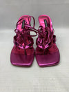 Nine West Women's Terrie Ankle Wrap Heeled Sandal Dark Metallic Pink | Prom 7.5