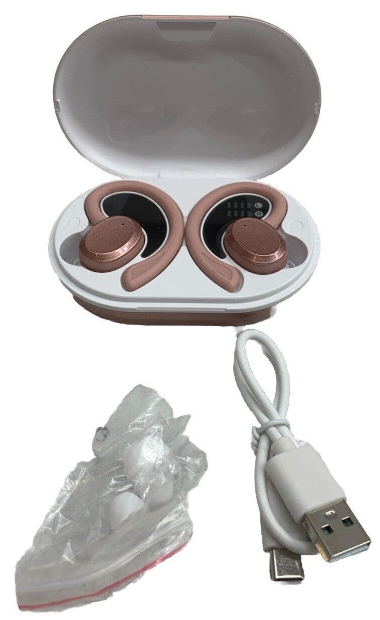 Rulefiss Q38 True Wireless Ear Hook Active Noise Cancelling Earbuds Rose Gold