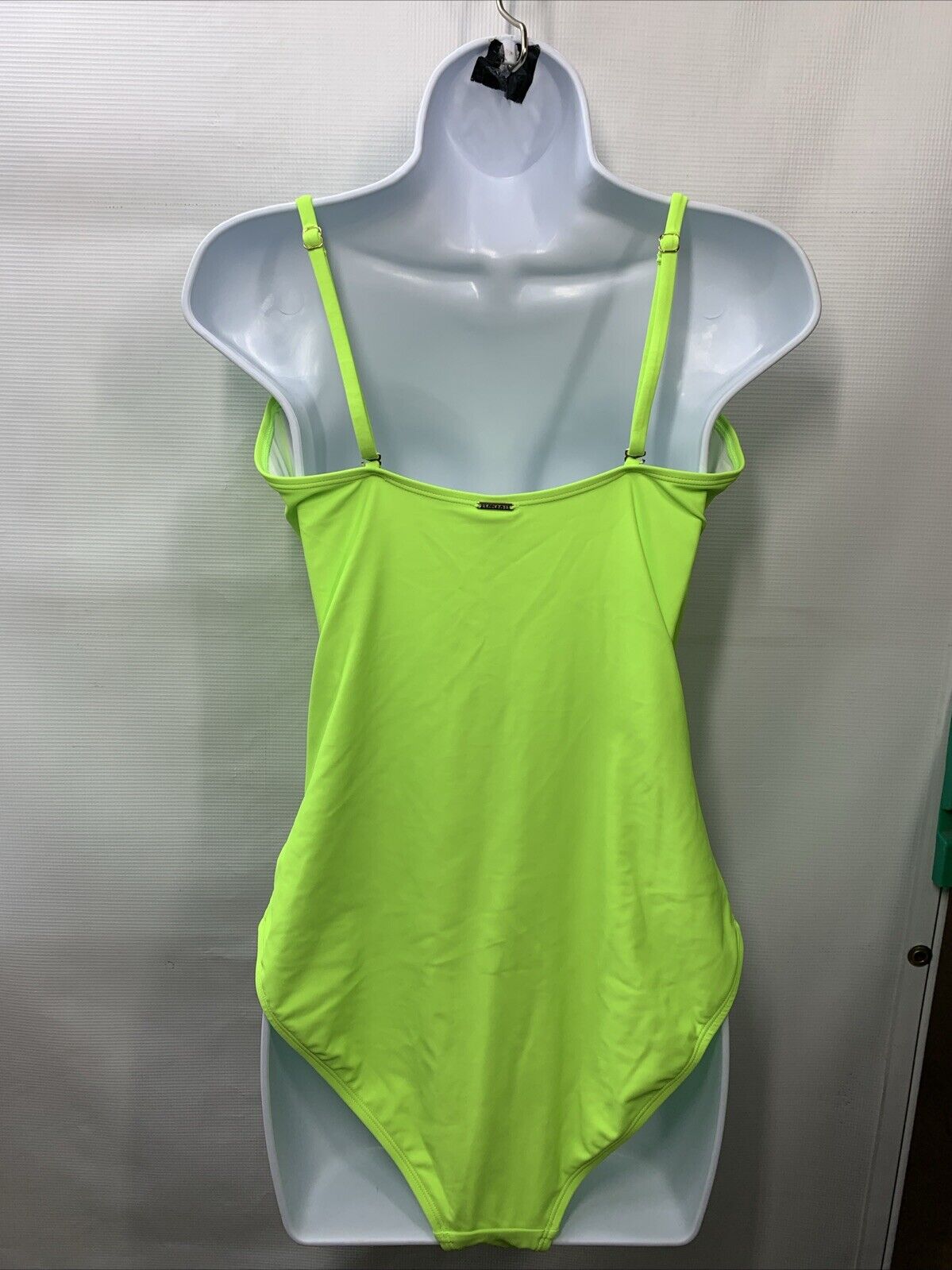RELLECIGA Women's Strapless One Piece Ruched Swimsuit Size L Swimwear Neon Green