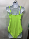 RELLECIGA Women's Strapless One Piece Ruched Swimsuit Size L Swimwear Neon Green