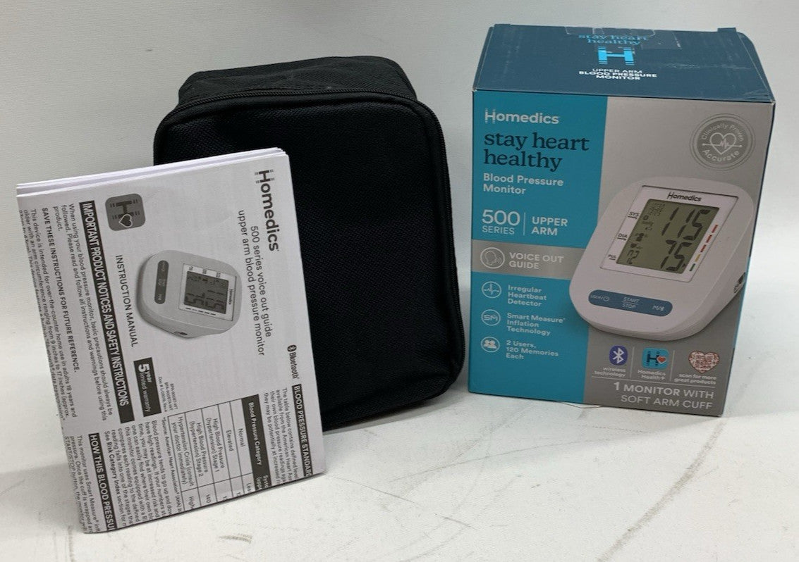 Homedics Upper Arm 500 Series Blood Pressure Monitor Voice Out Guide Wireless