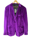 MAGE MALE Mens Suits Velvet Tuxedo Suit Set Slim Fit 2 Piece Size 2XL Purple