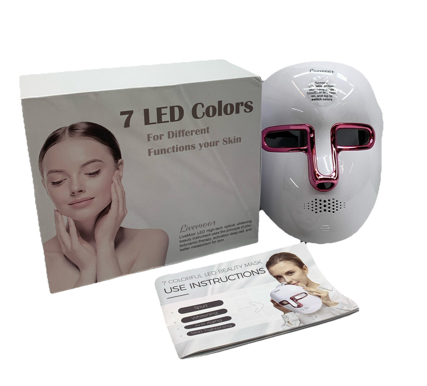 Livermoor 7 LED Face Mask Optical Whitening Anti-Aging Light Therapy Skin Care