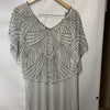 J Kara Sequin Capelet Long Beaded Dress V-neck Pull On Size 14p Gray/sliver