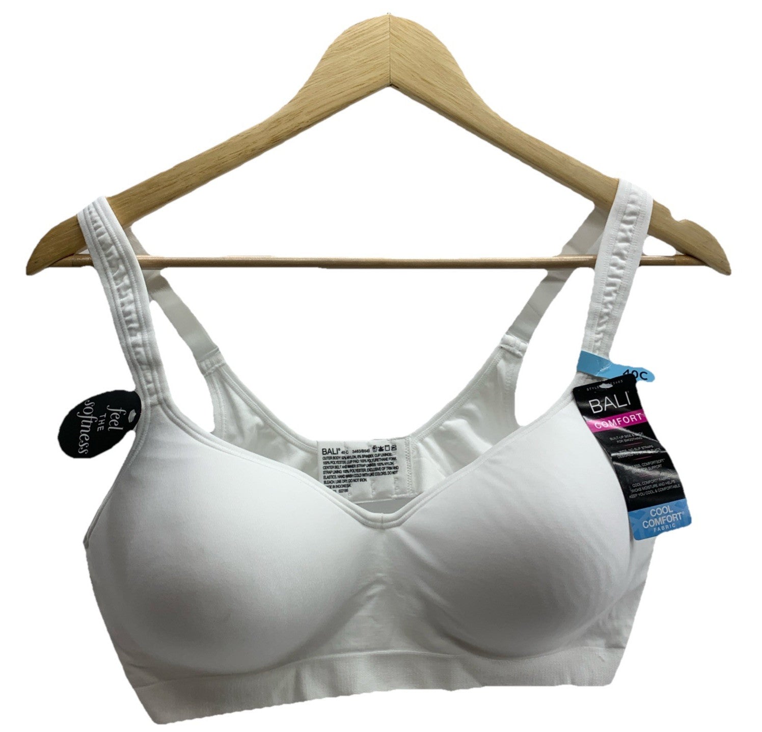 Bali Women's DF3463 Comfort Revolution Under Wirefree Bra White Cool Comfort 40C