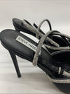 Steve Madden Viable High Stiletto Embellished Ankle Strap Size 10 Satin Black