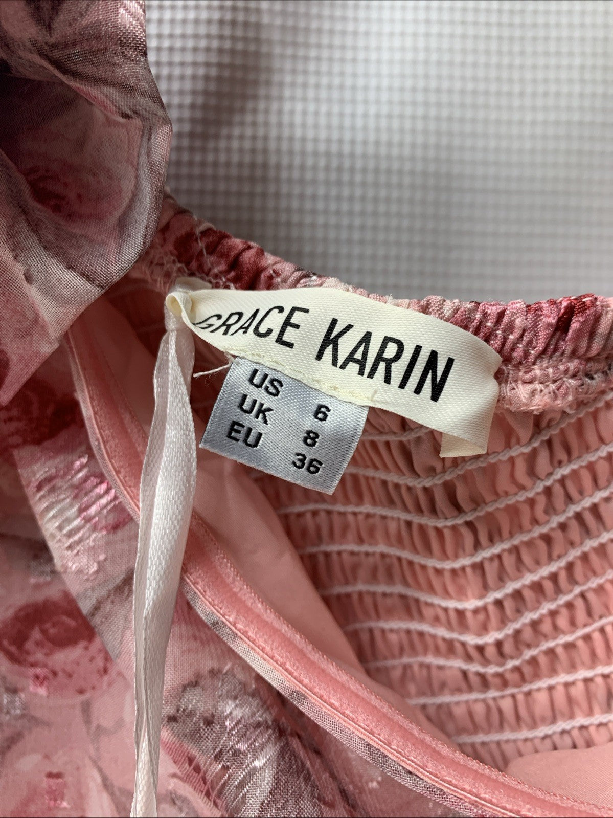 Grace Karin Dress One Shoulder Asymetrical Hem Wedding Guest Size 6 Floral Pink