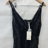 GRACE KARIN Sequin Dress Wrap V-Neck Ruched Bodycon Spaghetti Strap Black Large