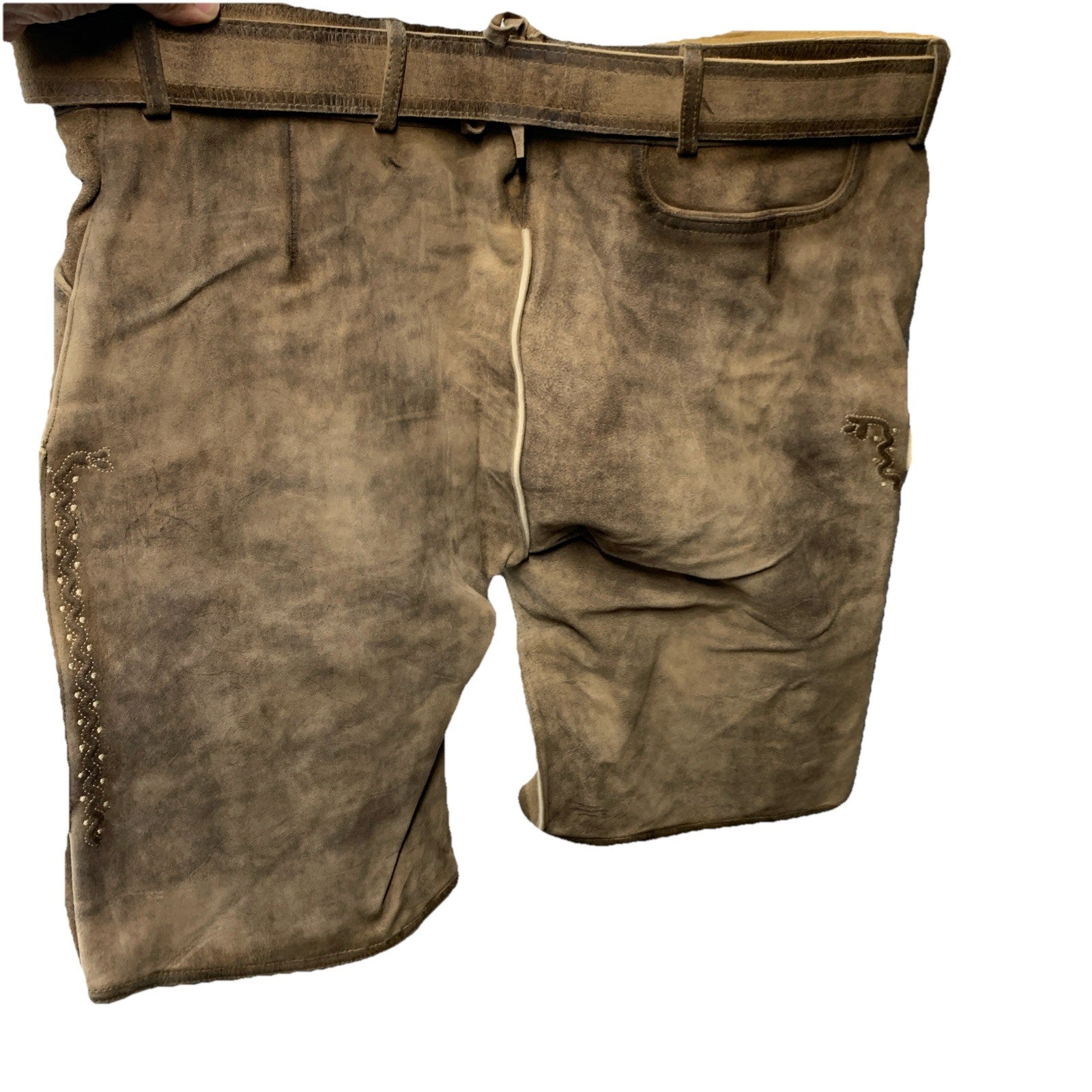 AlpsOak Men's Oktoberfest Lederhosen Authentic German Leather Shorts Size 58