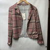 GRACE KARIN Women Business Casual Cropped Blazer Pink Plaid Small Long Sleeve