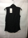 Theory Women's Modern Black Silk Tanelis Sleeveless Shirt Blouse Top Petite Size