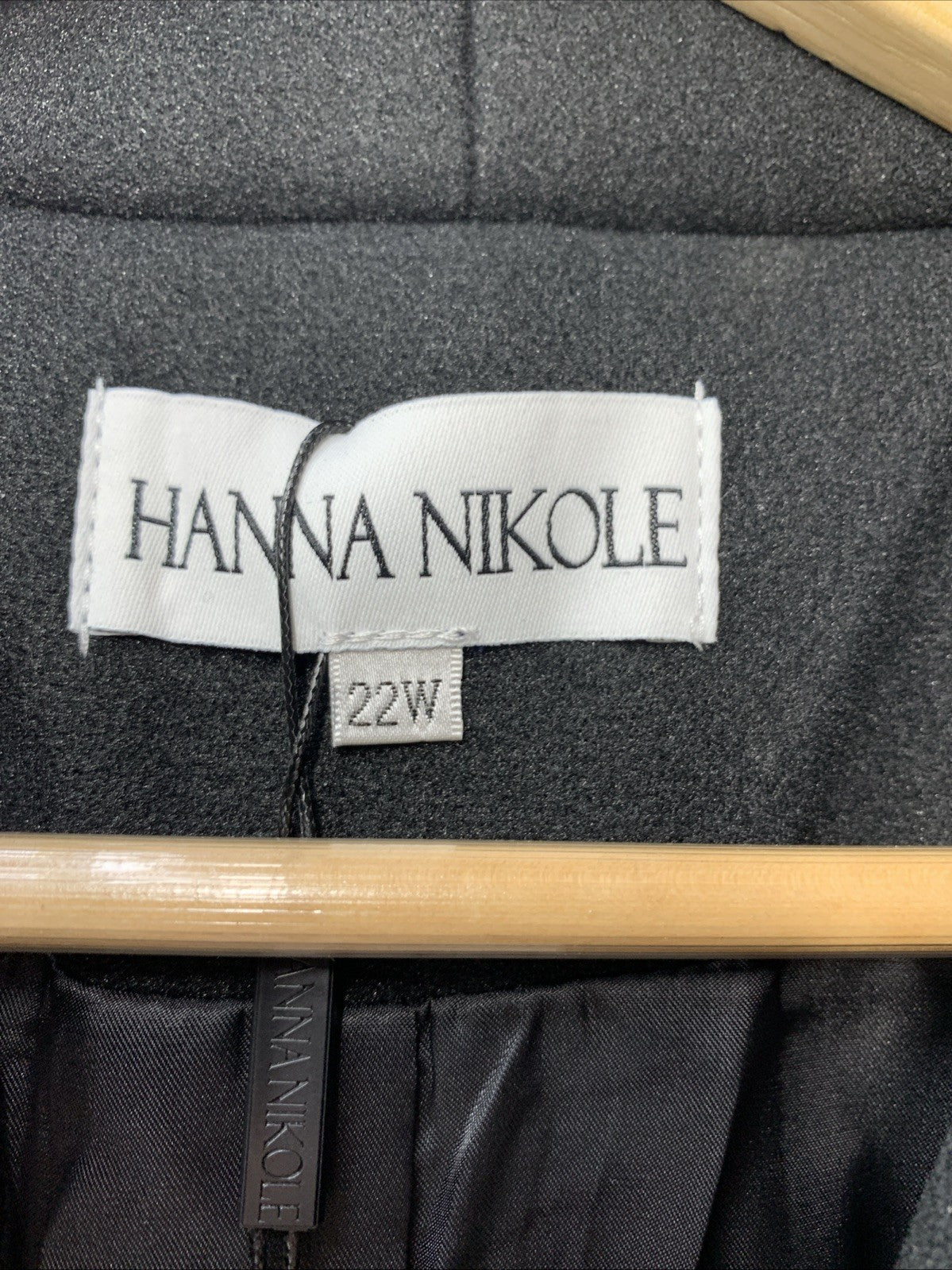 Hanna Nikole Women’s Wool Pea Coat Double-Breasted Belted 22W Black Long Sleeve