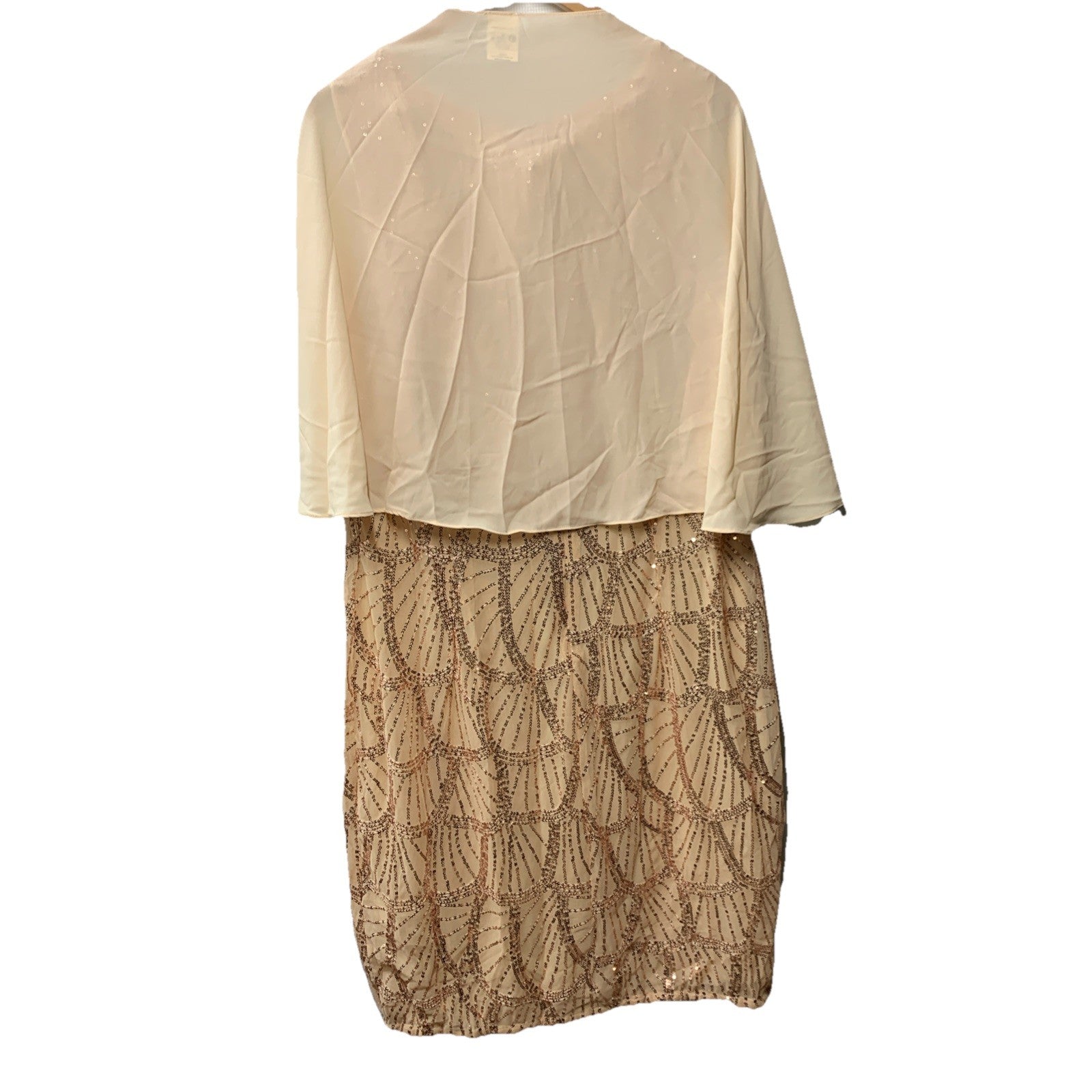 Gold sequined mother of the bride dress by Grace Karin, formal size 18, elegant gown for wedding or special occasion.