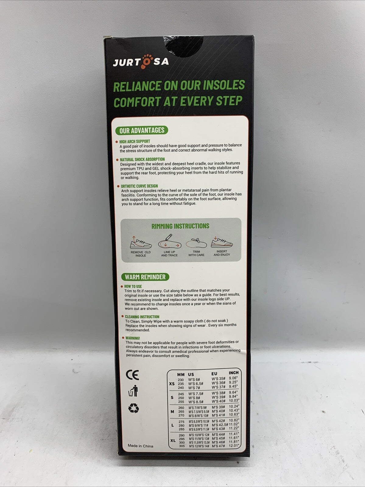 High Arch Support Insoles for Shoes - Reduce Foot Pain, Improve Balance Size XS