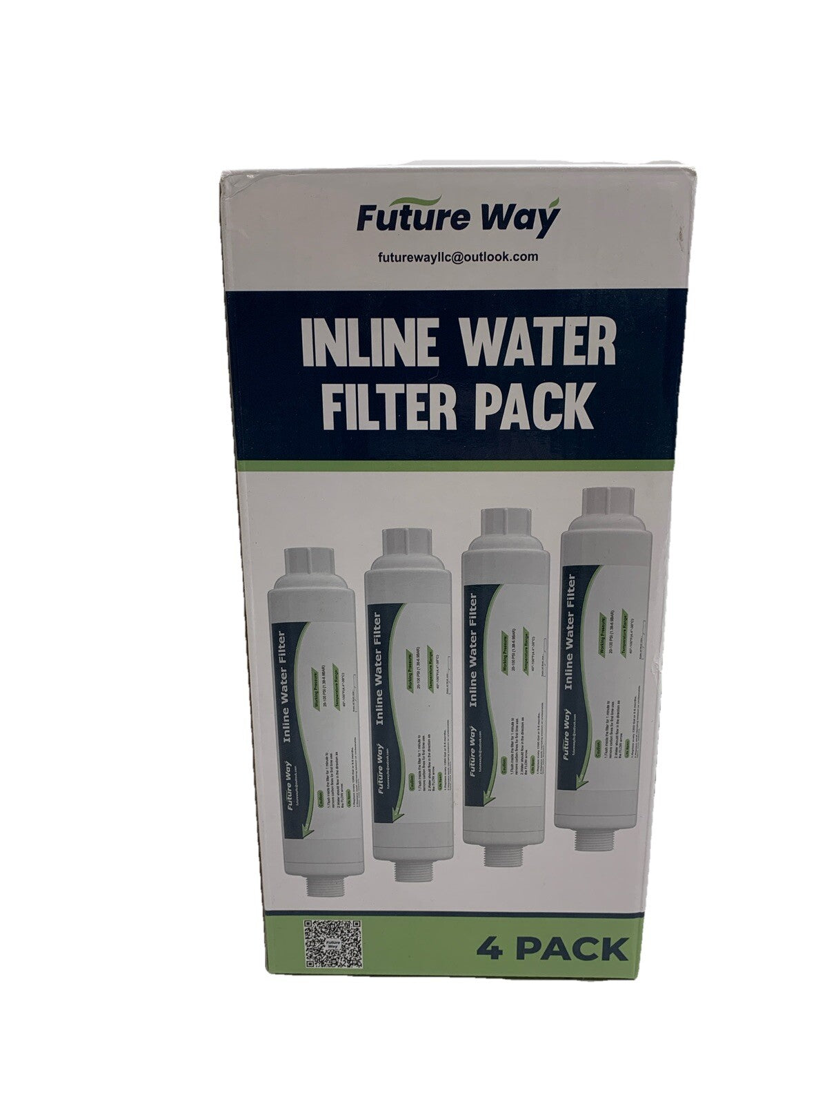 Future Way INLINE Water Filter Reduces Odors Sediments for RVs, Campers - 4-Pack