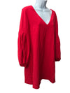 Chelsea28 women's red balloon sleeve shift dress with V-neck, size 10, casual style, stylish and comfortable for everyday wear.