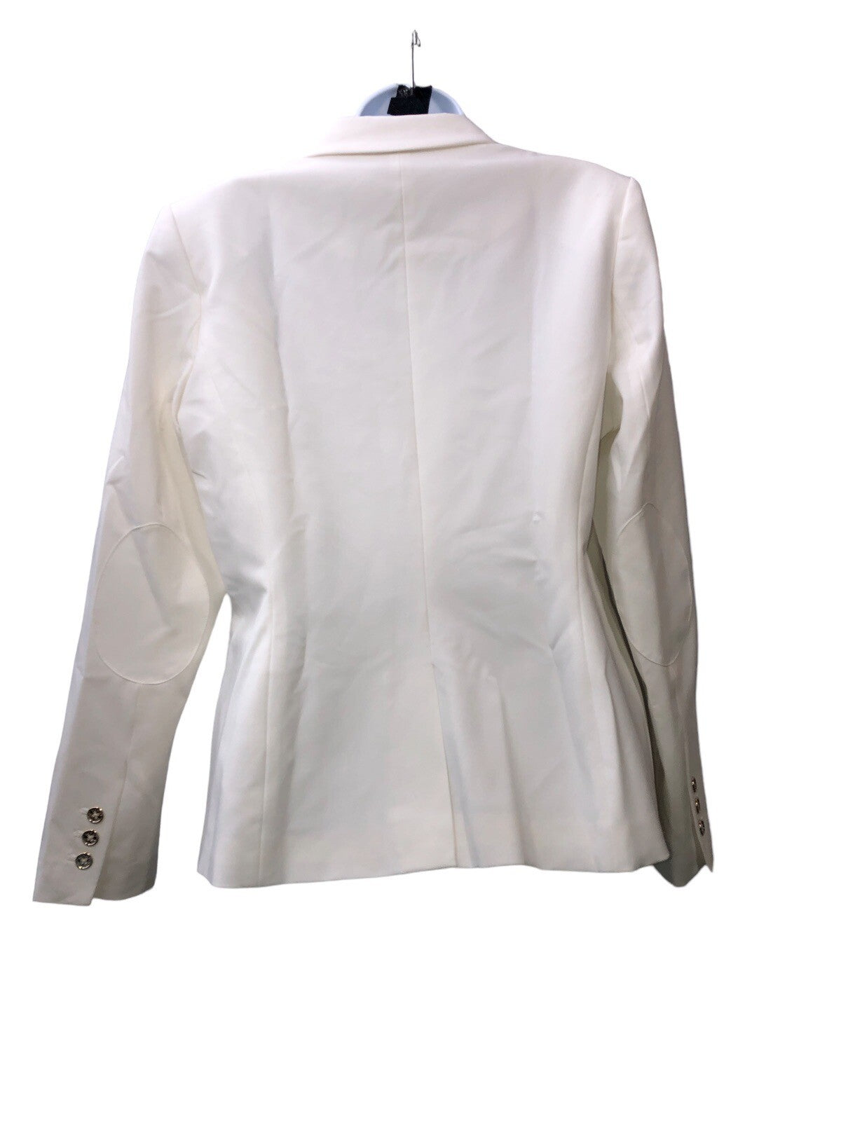 Tommy Hilfiger women's white blazer with long sleeves and single-button front, tailored business jacket for women.