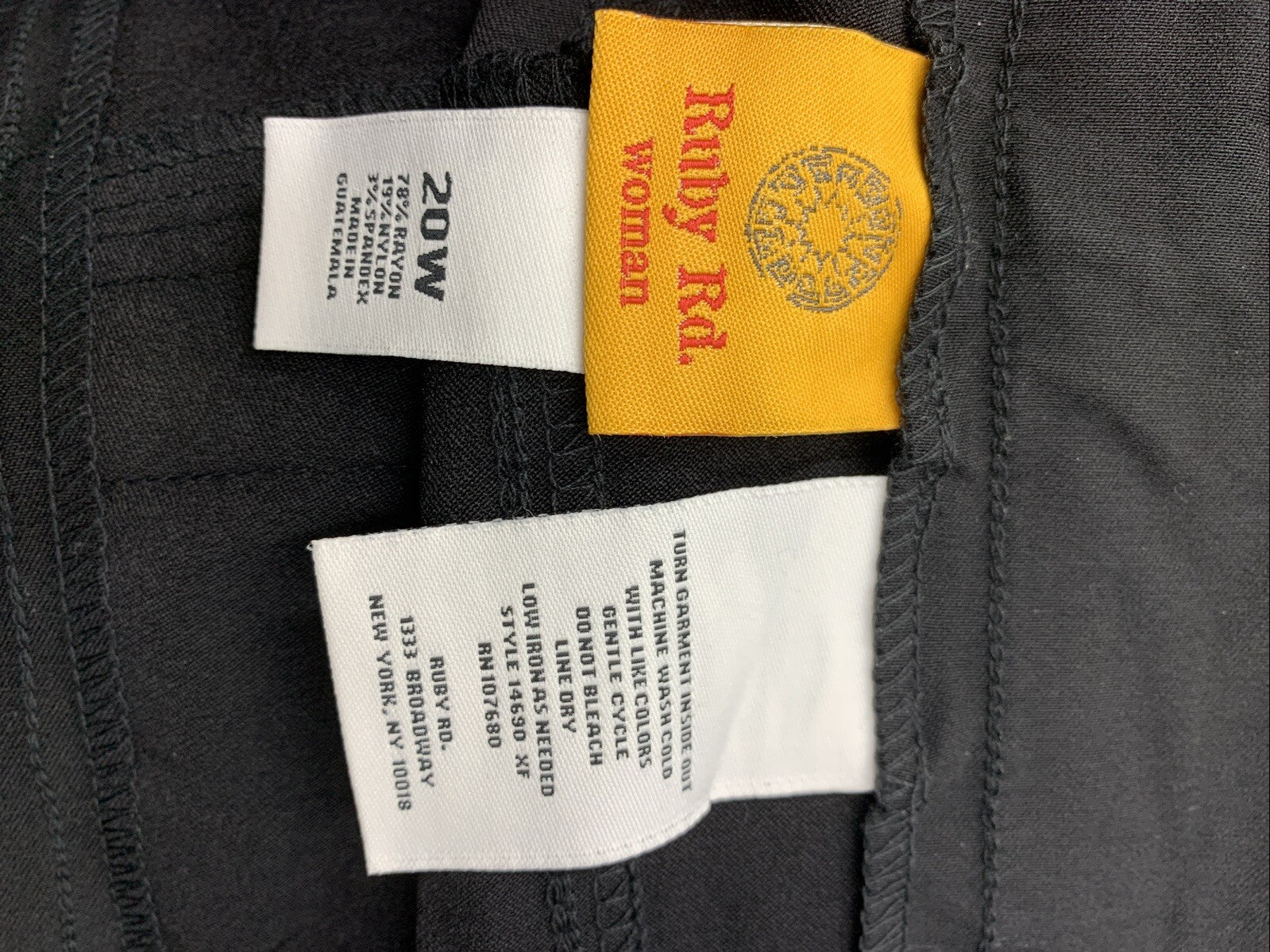 Ruby Rd Pull On Stretch Pants M Black Slimming Contour Waistband Pants Size 20W