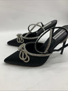 Steve Madden Viable High Stiletto Embellished Ankle Strap Size 10 Satin Black