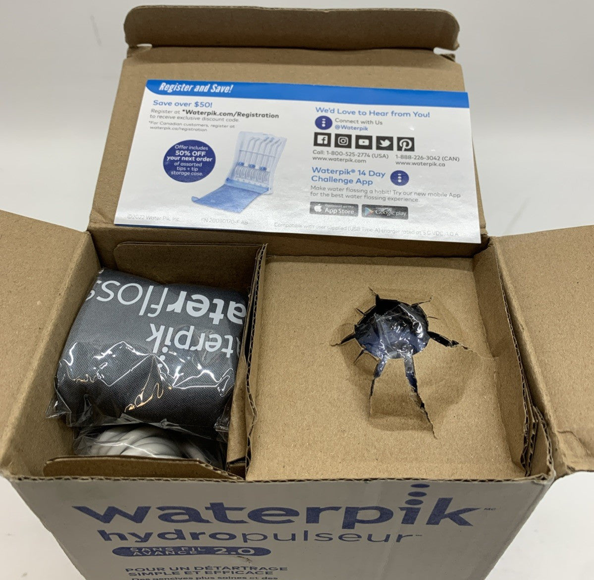 Waterpik Cordless Advanced 2.0 Water Flosser Blue for Healthy Gum & Whiter Teeth