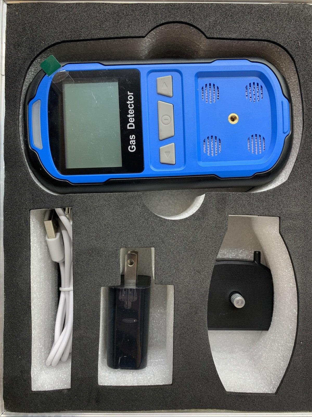 Voice Type Multifunctional Gas Detector Display Blue with Portable Case