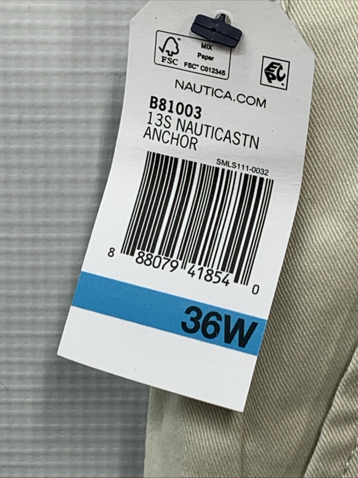 NAUTICA Stretch Twill Classic Fit Performance Deck Shorts Stone 36Wx6L B81003