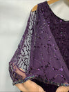 J Kara Sequin Capelet Long Beaded Dress V-neck Pull On Size 22W Purple