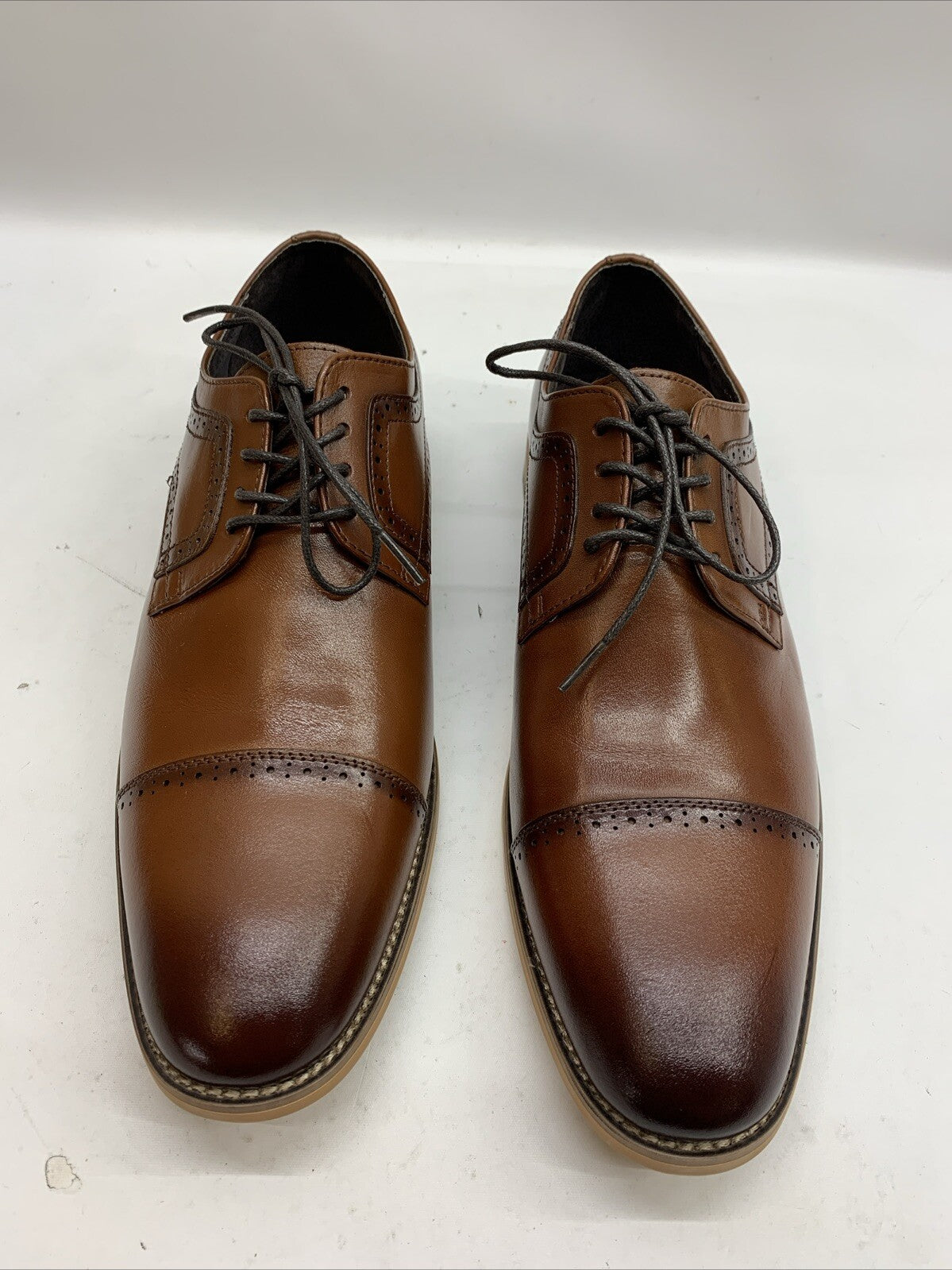 Stacy Adams 25066-221 Men's Brown Cognac Cap Toe Oxford Dress Shoes Size 9.5W