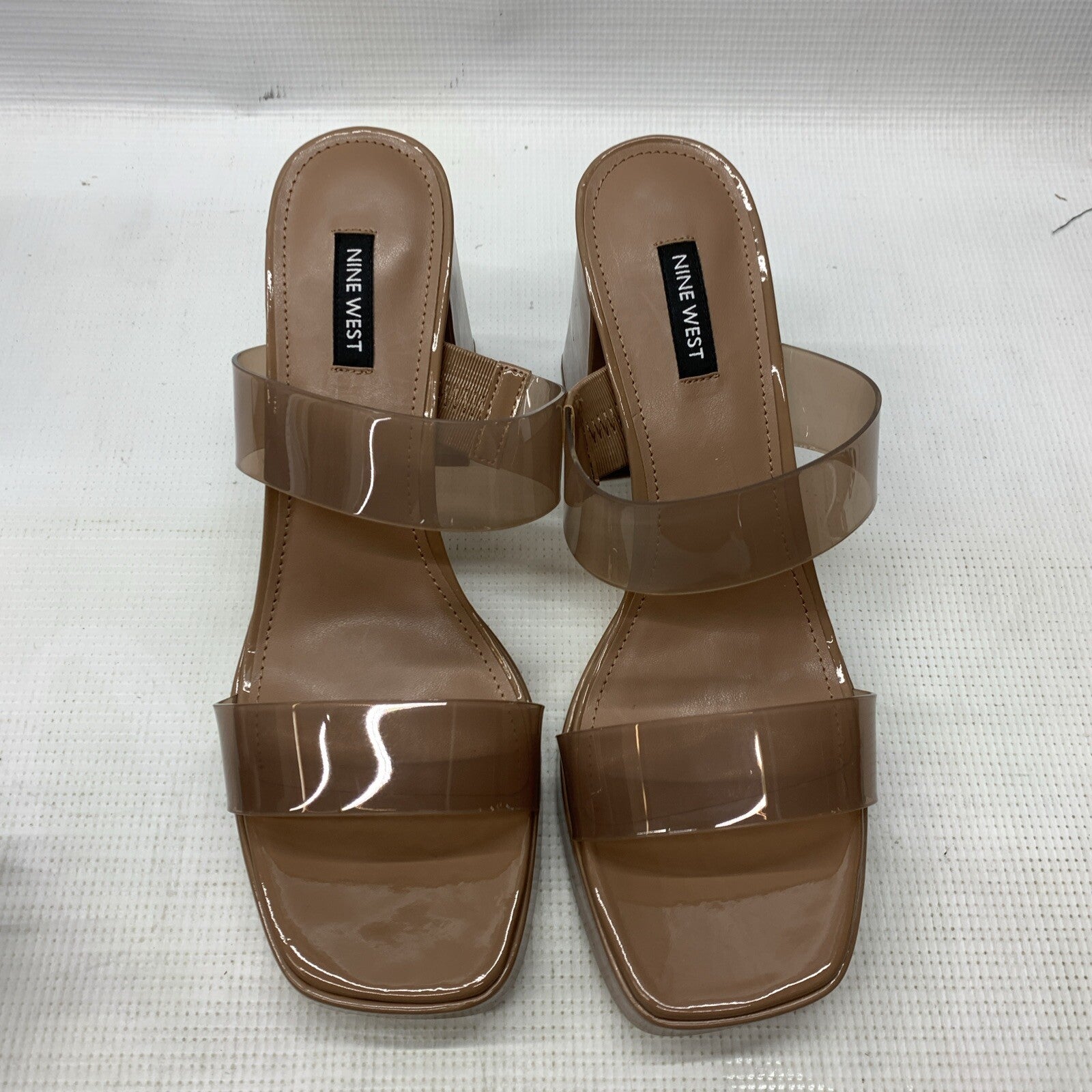 NINE WEST Women’s Tilah Heeled Sandal Clay101 Size 9.5 Open Square Toe Slip On