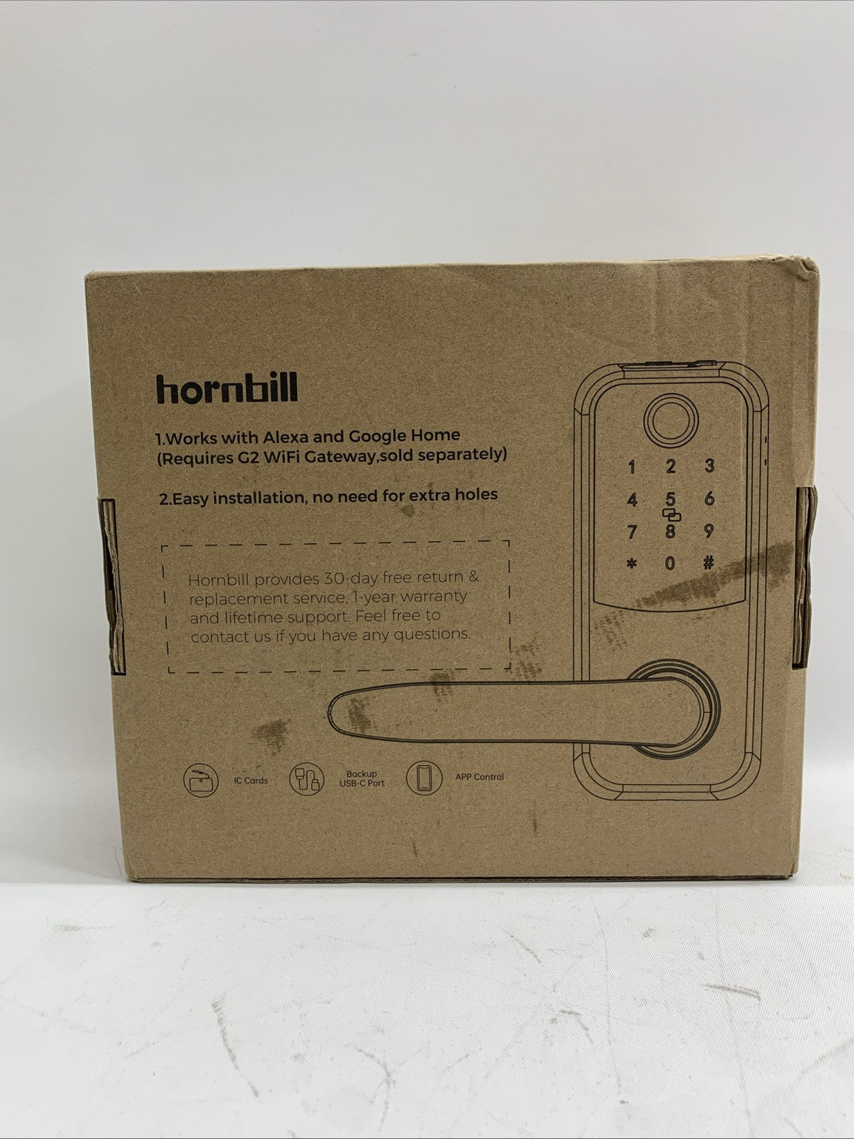 HORNBIL Fingerprint Bluetooth Front Door Locks w/Handle Smart Keyless Entry Lock