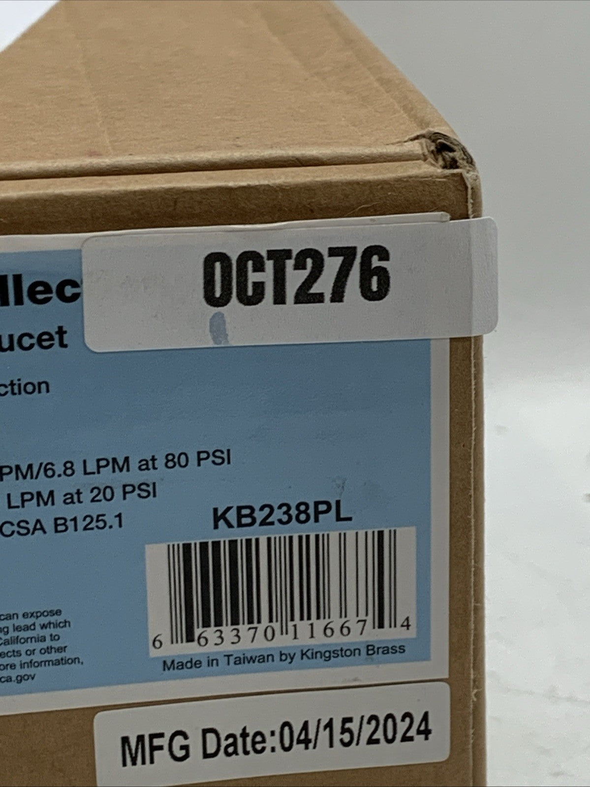 Timeless Brass Tub and Shower Faucet 5-Inch Reach KB238PL MISSING THE TUB FAUCET