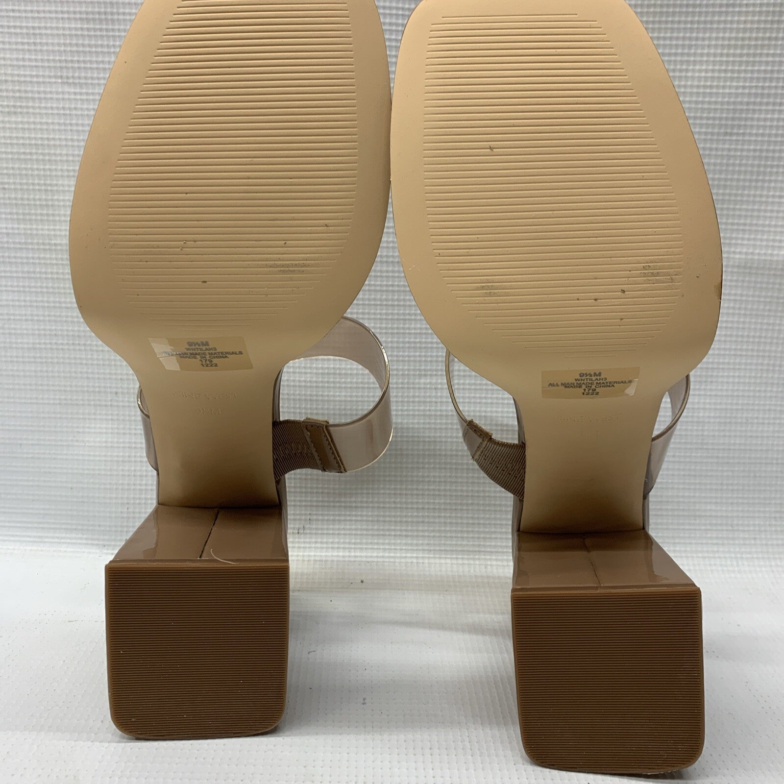 NINE WEST Women’s Tilah Heeled Sandal Clay101 Size 9.5 Open Square Toe Slip On