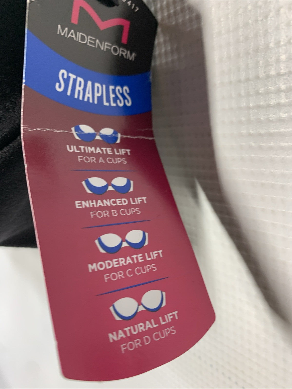 Maidenform 09417 Women's Bra Black 34D Custom Lift Strapless Underwire Padded