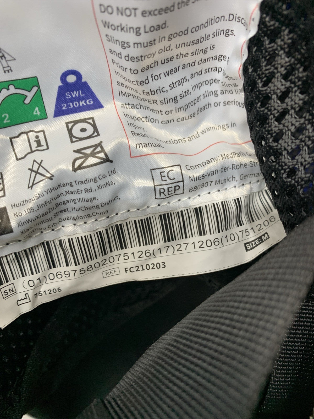 Ehucon Ambulating Patient Lift Walking Sling Size Medium for Support Training