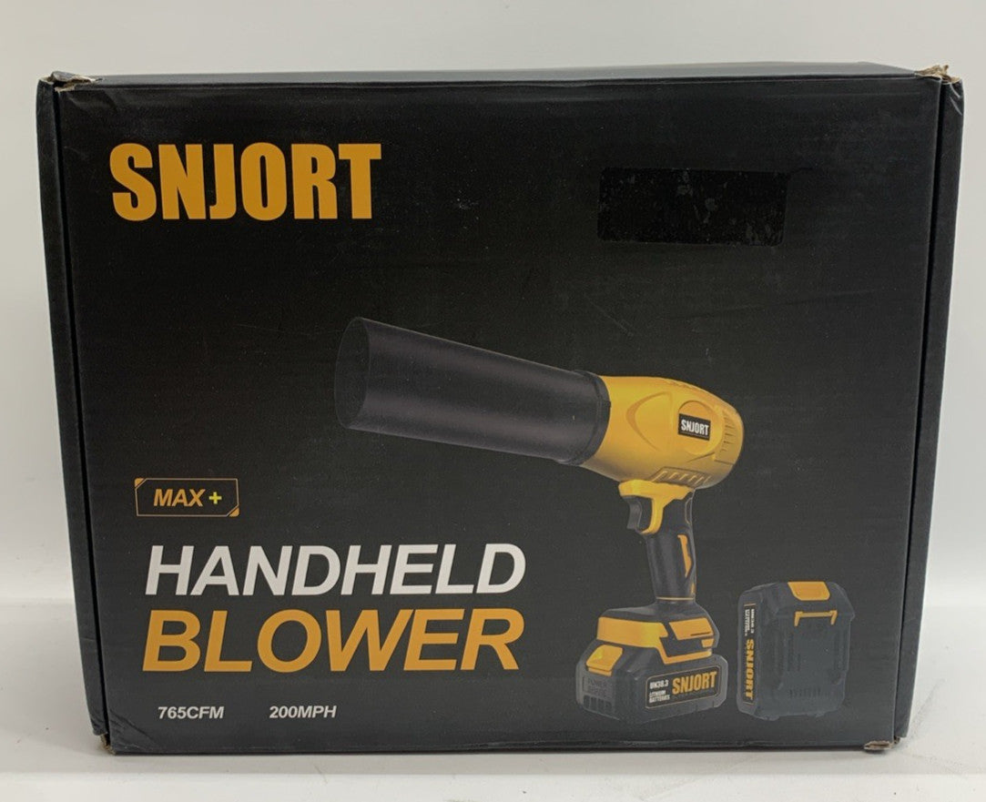Leaf Blower Cordless with Battery and Charger 300,000 RPM Extended Nozzle Yellow